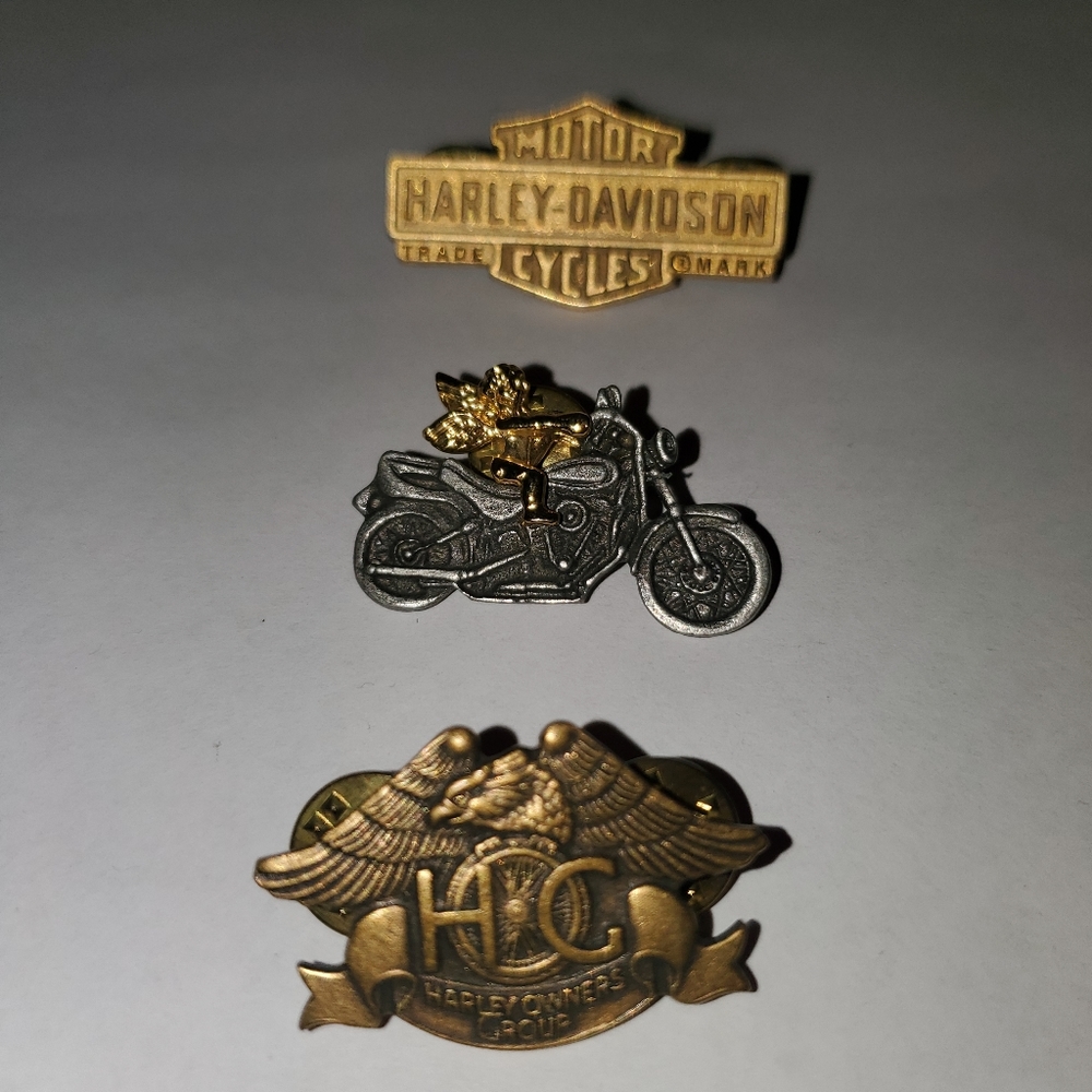 Harley-Davidson Vintage Pins Lot Of 3